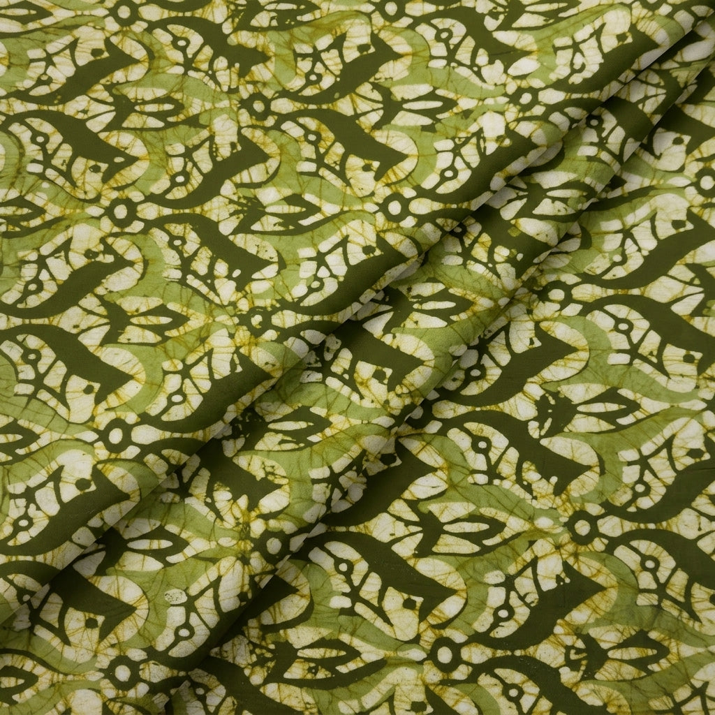 Folded Batik Green Batik Cotton Fabric