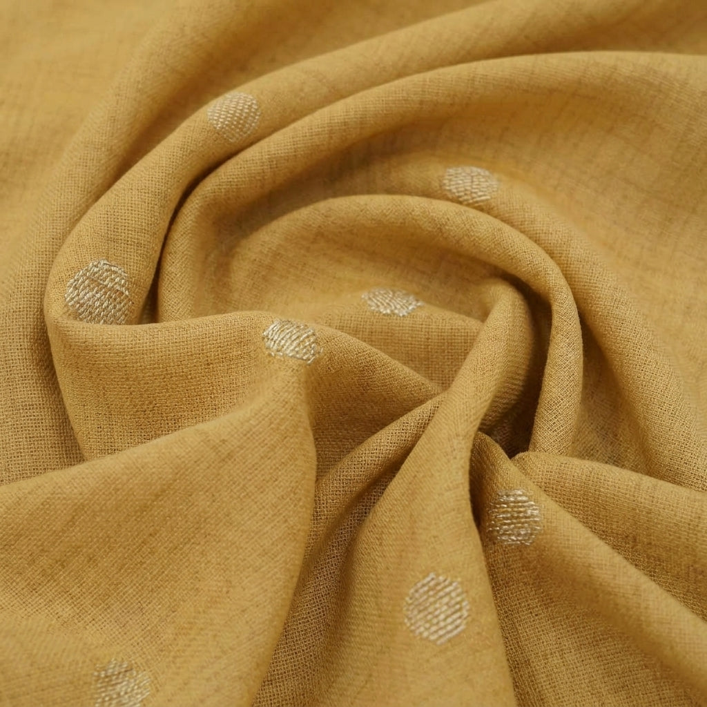 Swirled Mangalgiri Gold Mangalgiri Cotton Fabric