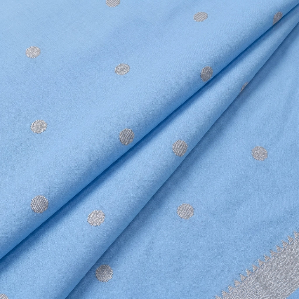 Folded Mangalgiri Blue Mangalgiri Cotton Fabric