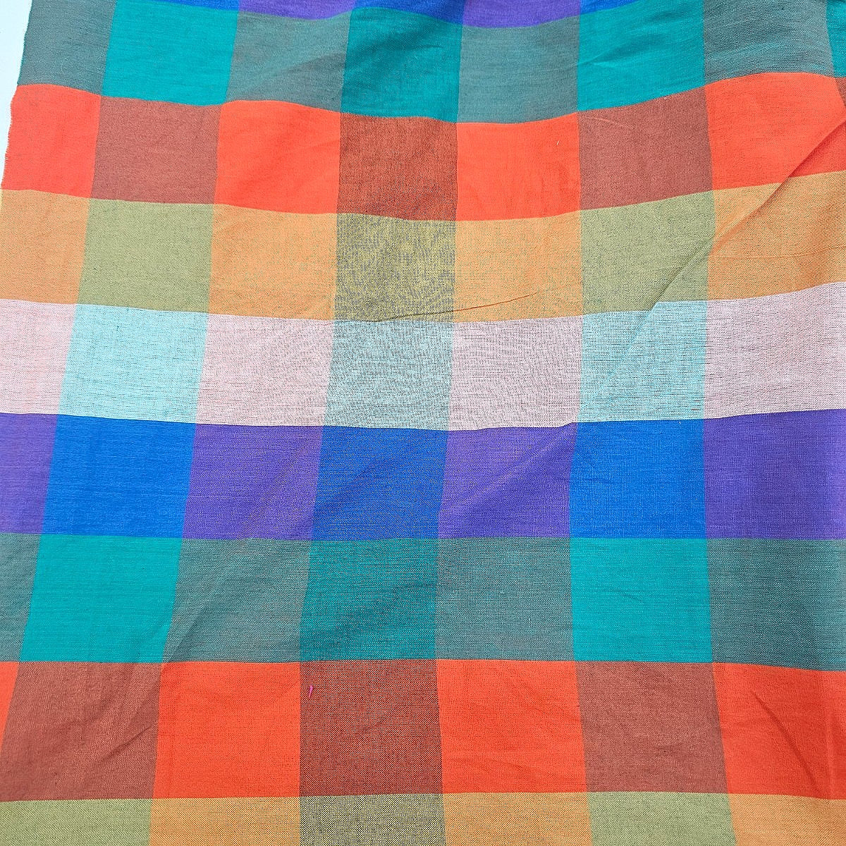 Multicolor Checked Cotton Fabric - EB12821 - EB12821 - Flat fabric
