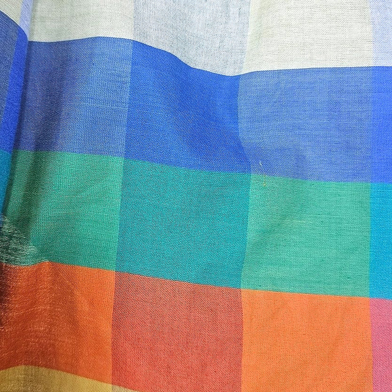 Multicolor Checked Cotton Fabric - EB12822 - EB12822 - Flat Fabric