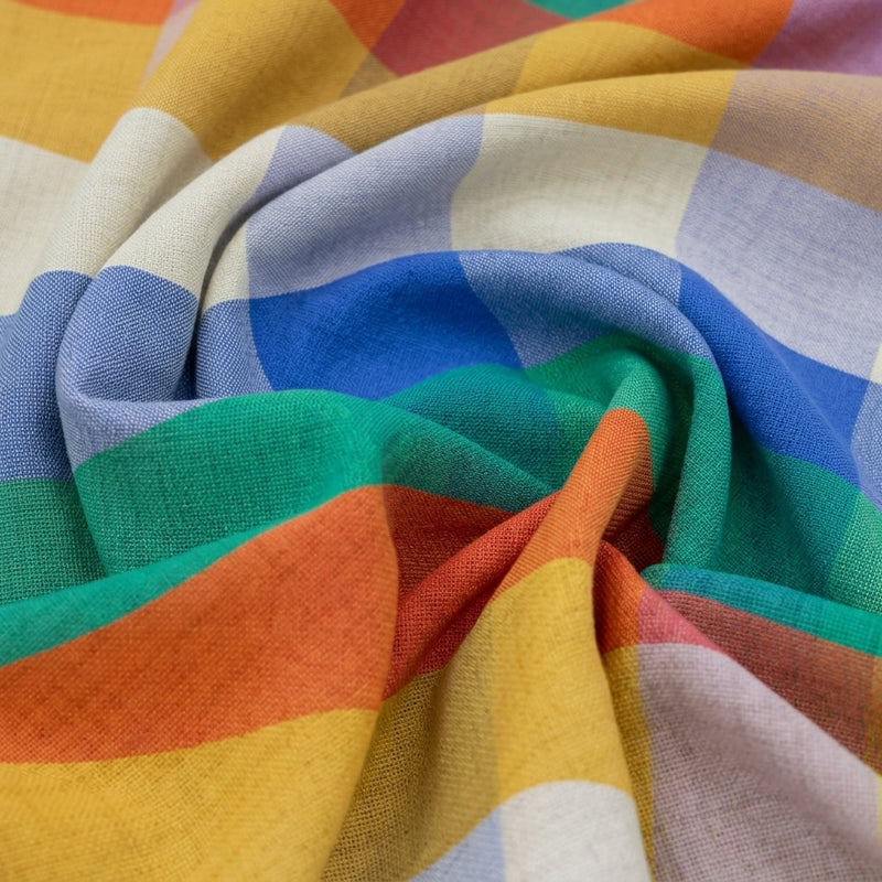 Multicolor Checked Cotton Fabric - EB12822 - EB12822 - Swirl