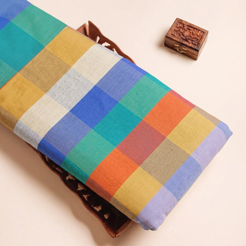 Multicolor Checked Cotton Fabric - EB12822 - EB12822 - Tray
