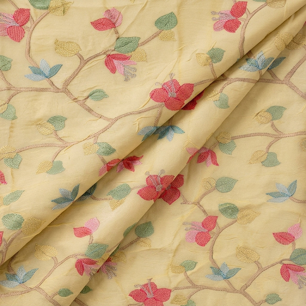 Folded Embroidery Yellow Embroidery Tissue Fabric