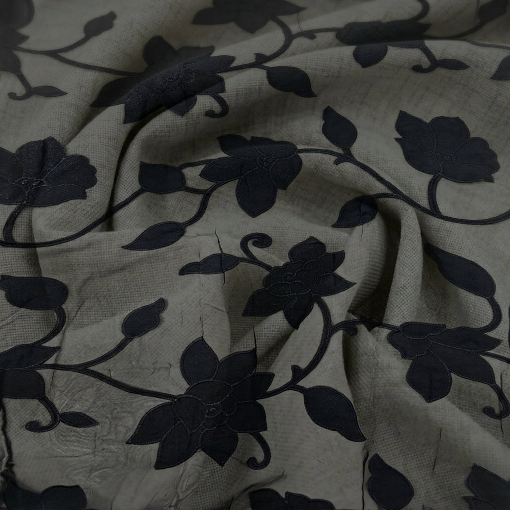 Swirled Embroidery Black Embroidery Tissue Fabric