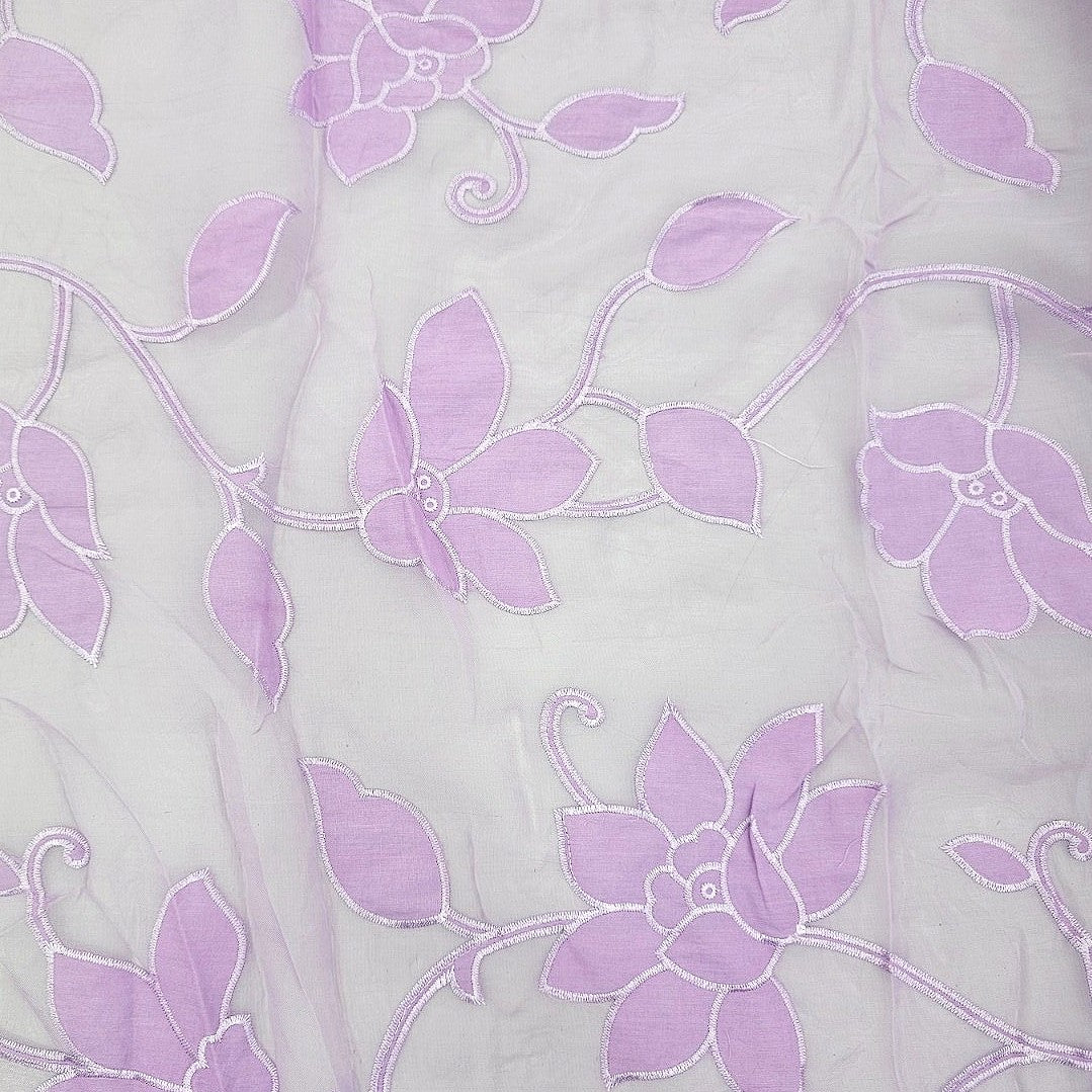 Embroidery Violet Embroidery Tissue Fabric Draped as a saree
