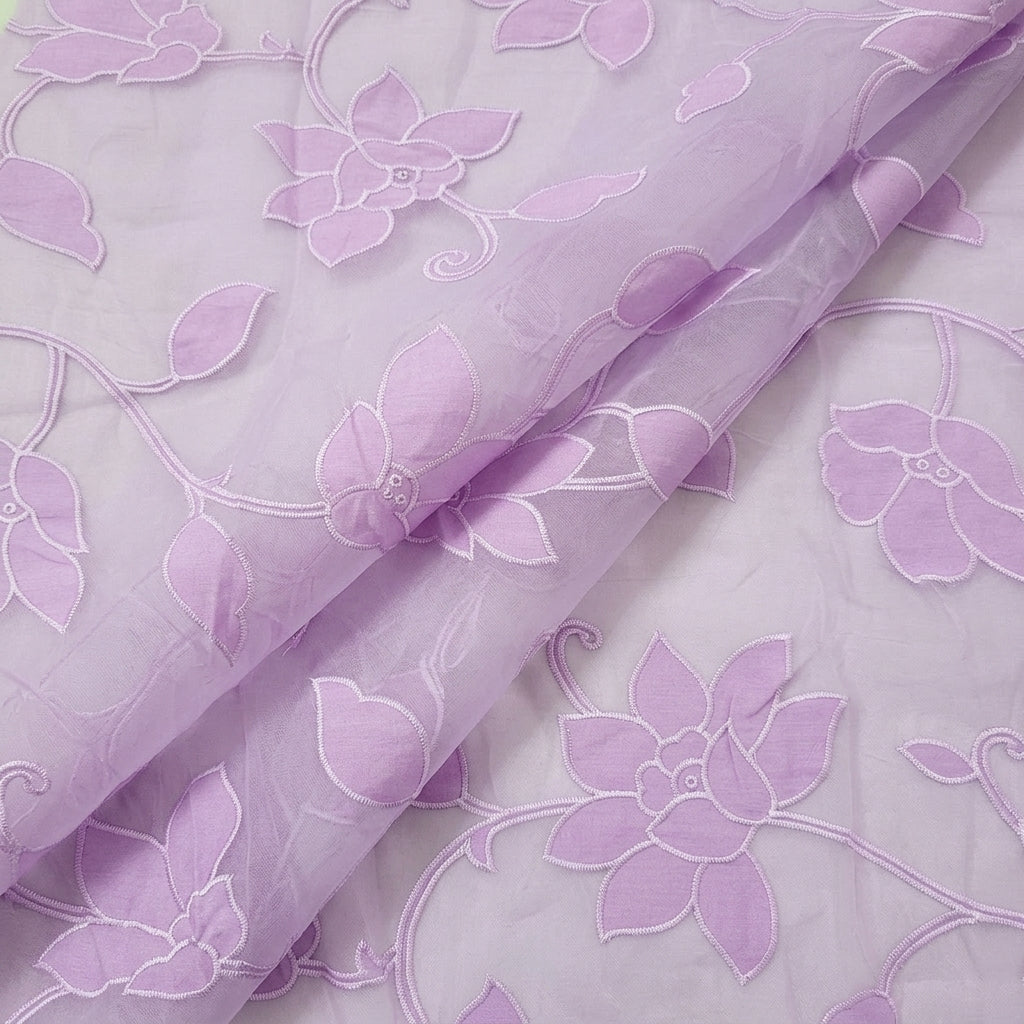 Folded Embroidery Violet Embroidery Tissue Fabric