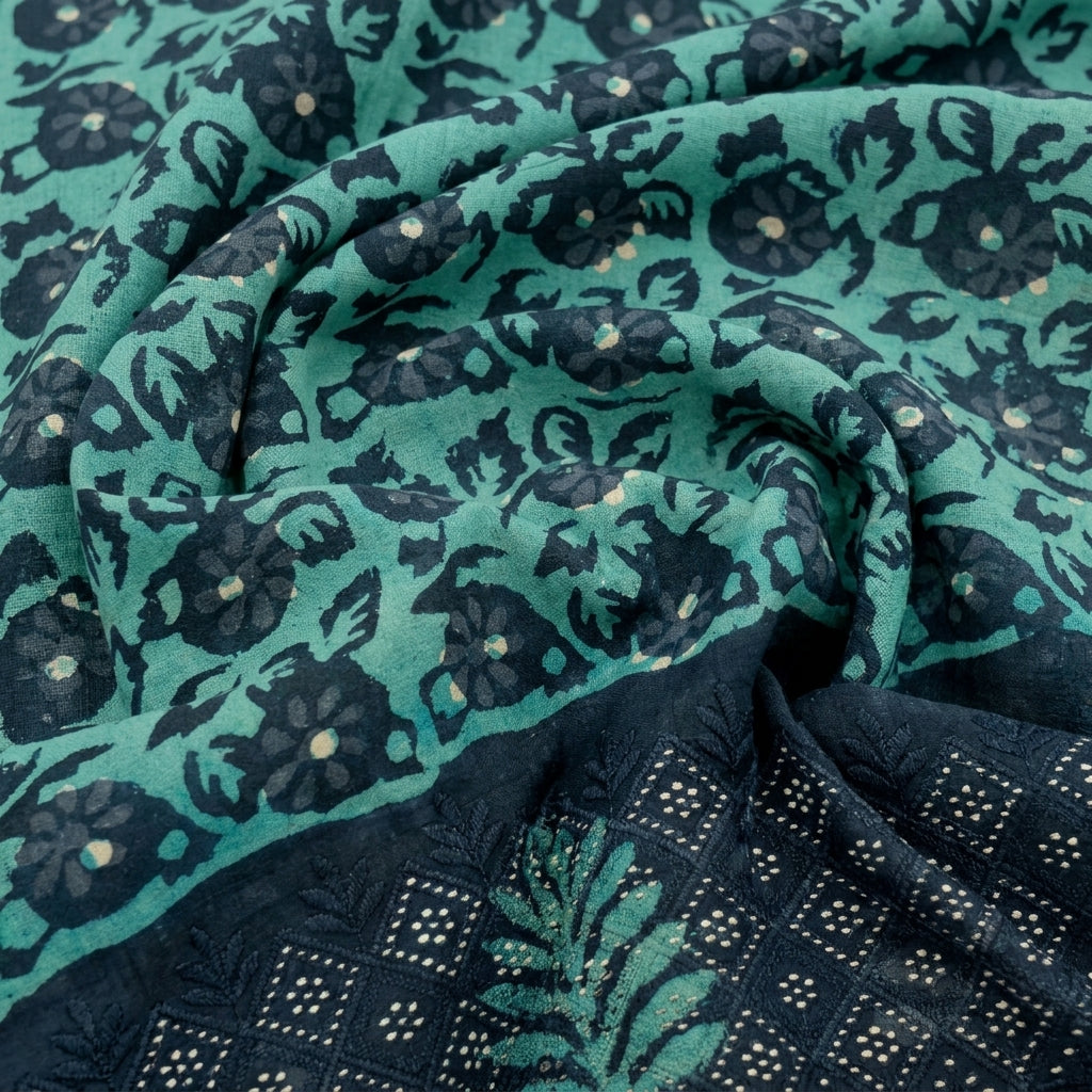 Swirled Batik Sea Blue Batik Cotton Fabric