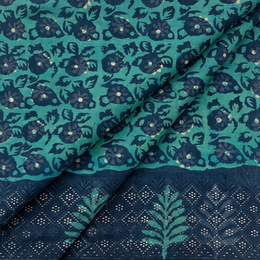 Folded Batik Sea Blue Batik Cotton Fabric