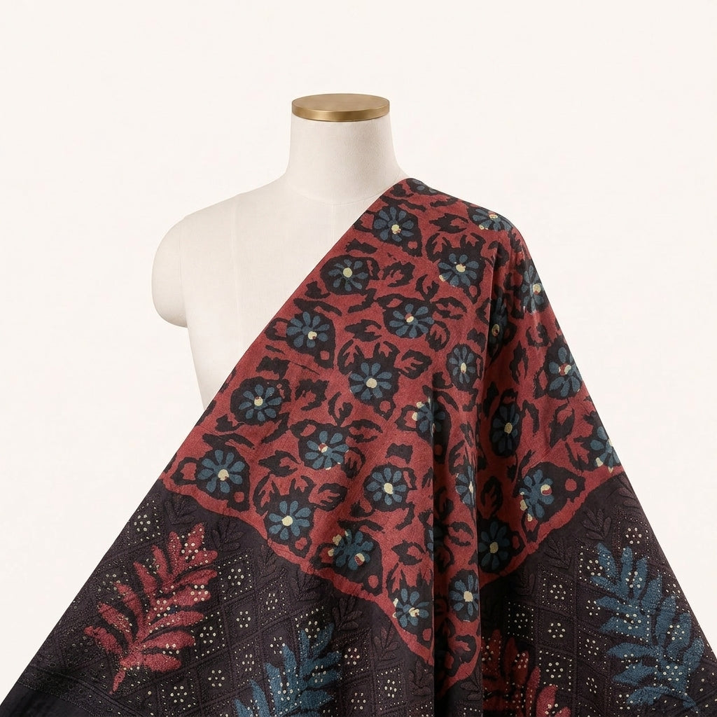 Batik Pink Batik Cotton Fabric Draped as a saree
