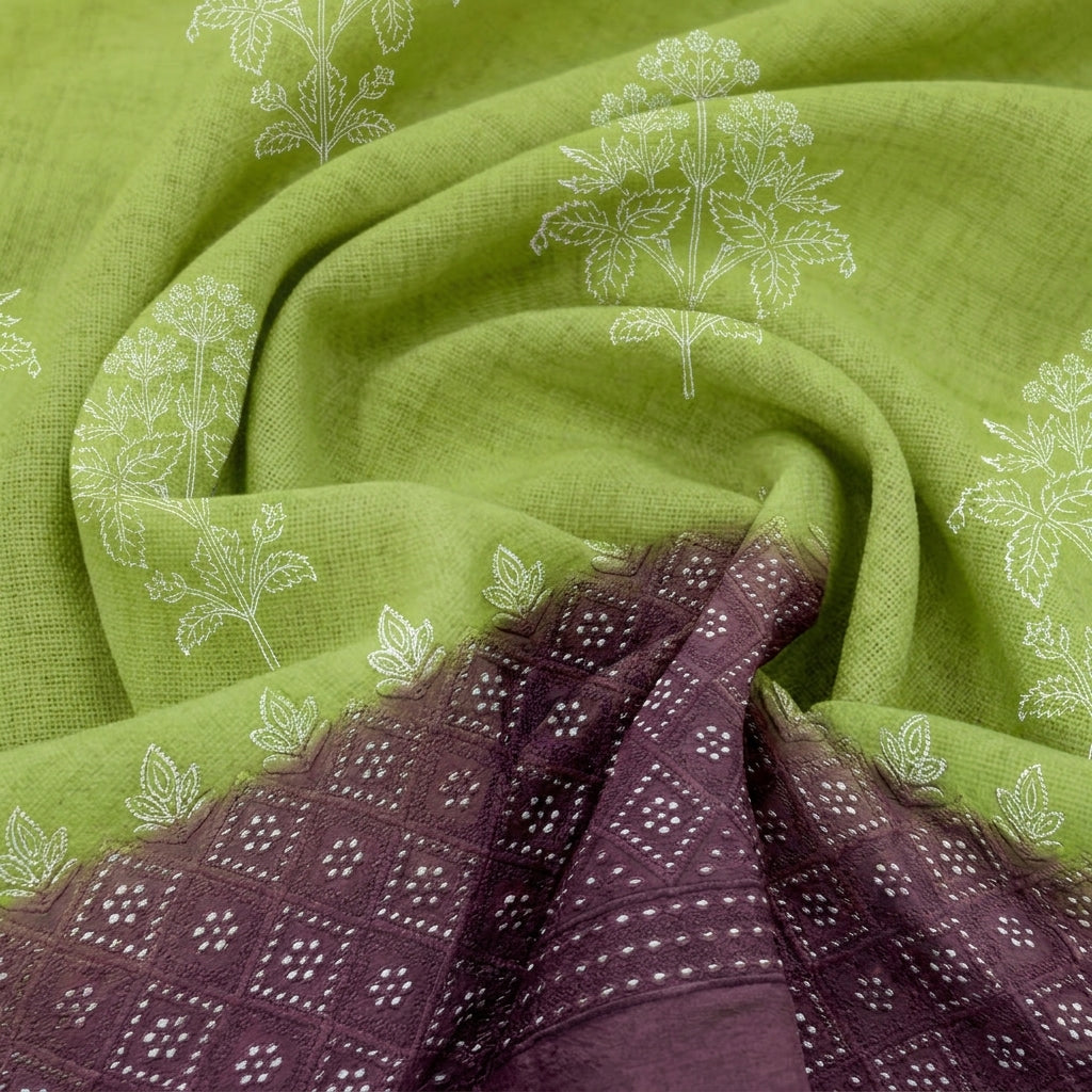 Swirled Floral Green Floral Cotton Fabric