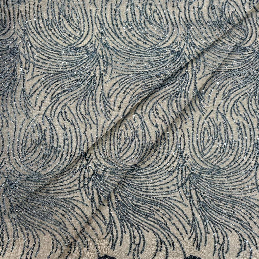Folded Abstract Blue Abstract Net Fabric