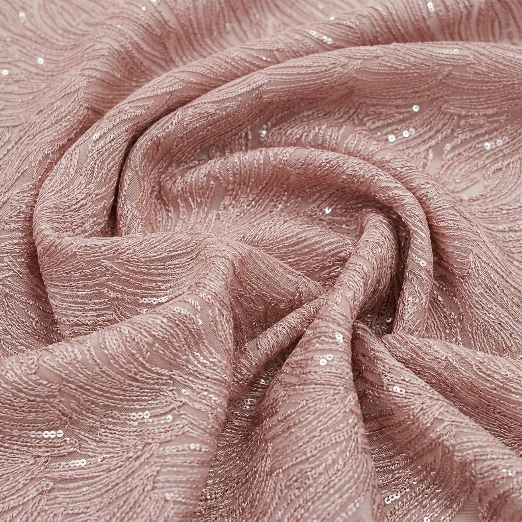 Swirled Abstract Onion Pink Abstract Net Fabric