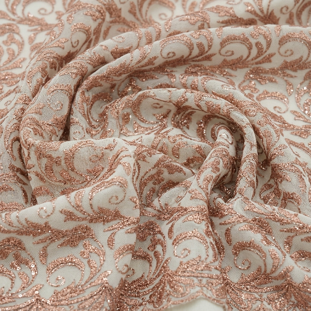 Swirled Abstract Rust Abstract Net Fabric