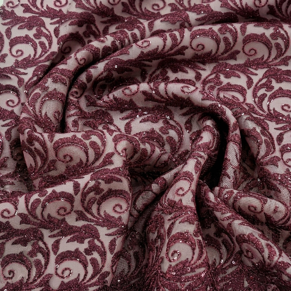 Swirled Abstract Wine Abstract Net Fabric