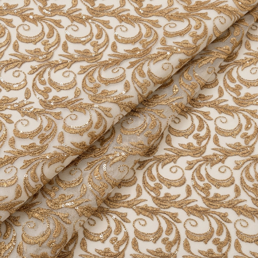 Folded Abstract Gold Abstract Net Fabric