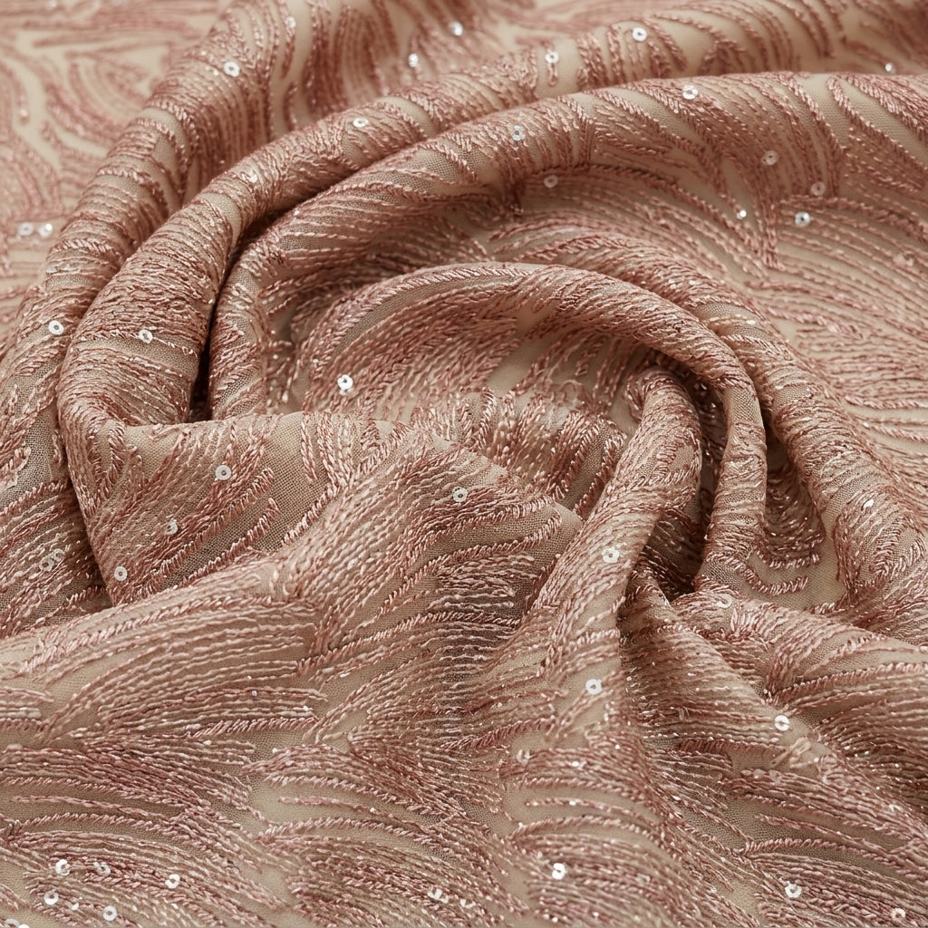 Swirled Abstract Onion Pink Abstract Net Fabric