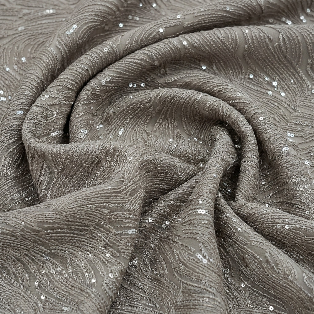 Swirled Abstract Grey Abstract Net Fabric