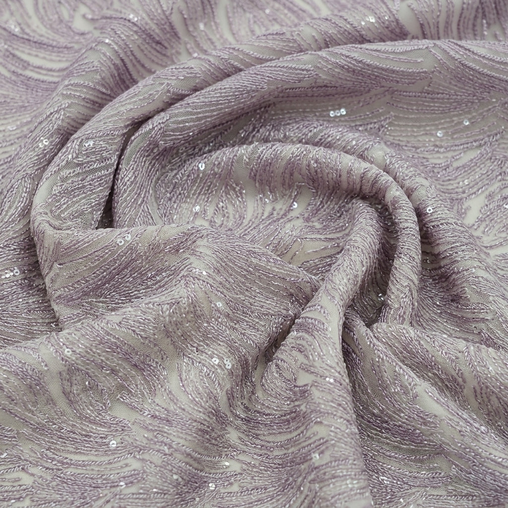 Swirled Abstract Violet Abstract Net Fabric
