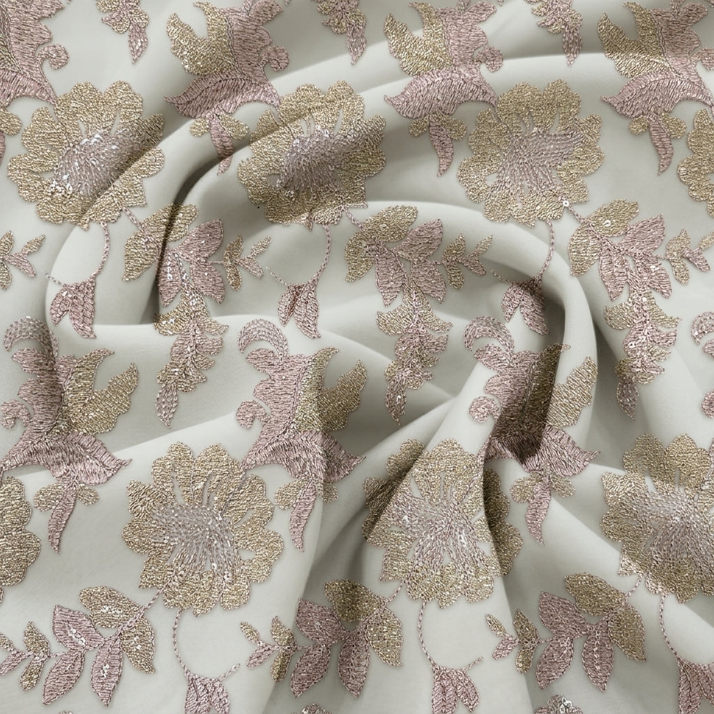Rose Gold Floral Net Fabric - EB12884