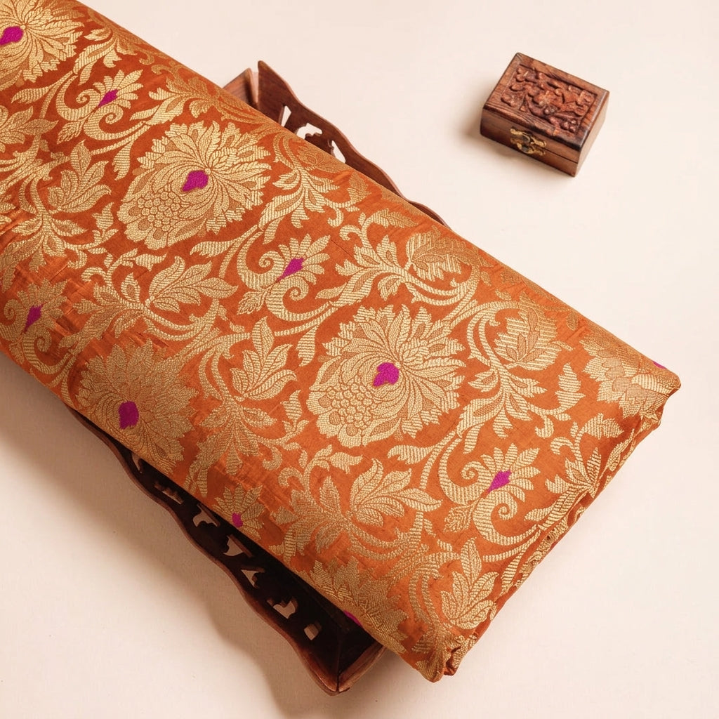 Floral Semi Banaras Fabric