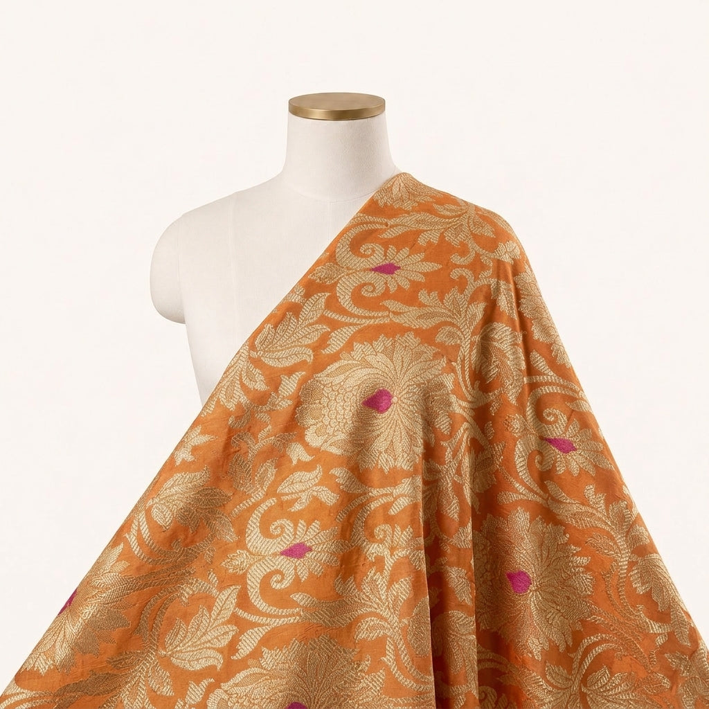 Floral Semi Banaras Fabric