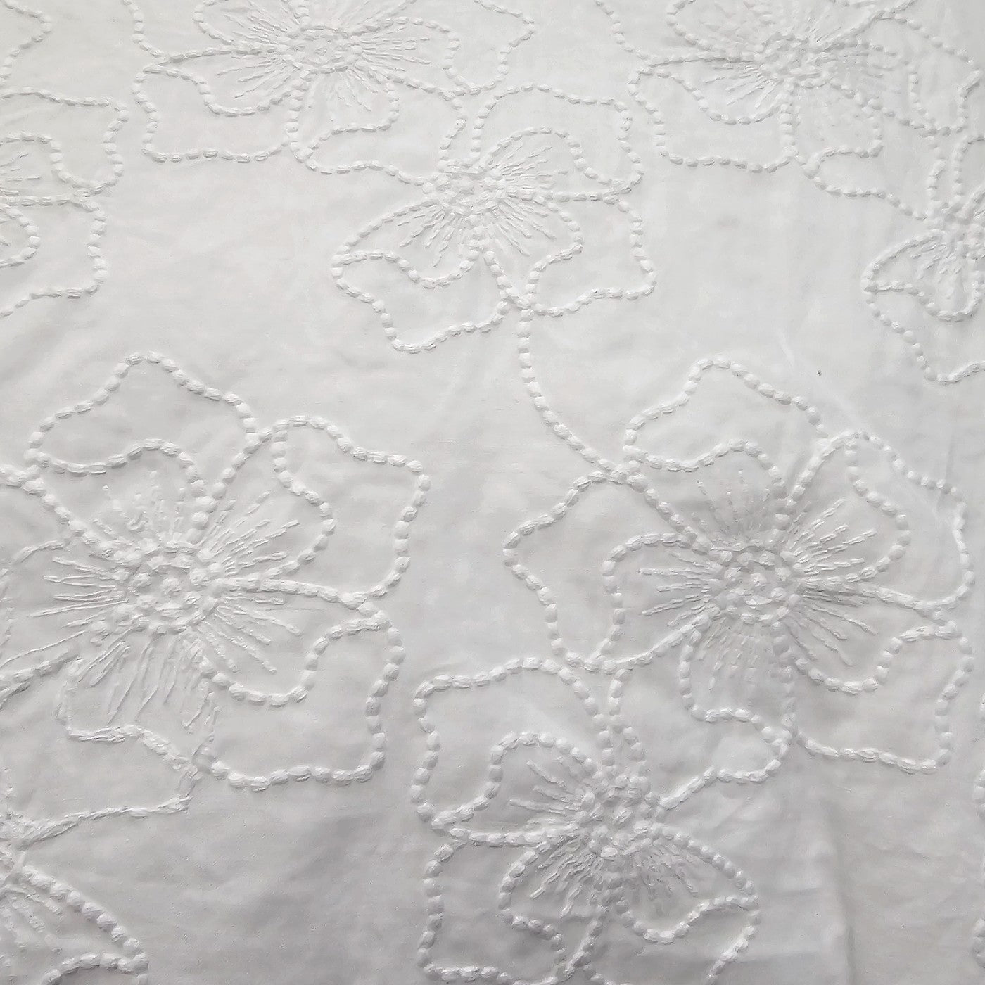 White Embroidery Cotton Fabric - EB12991