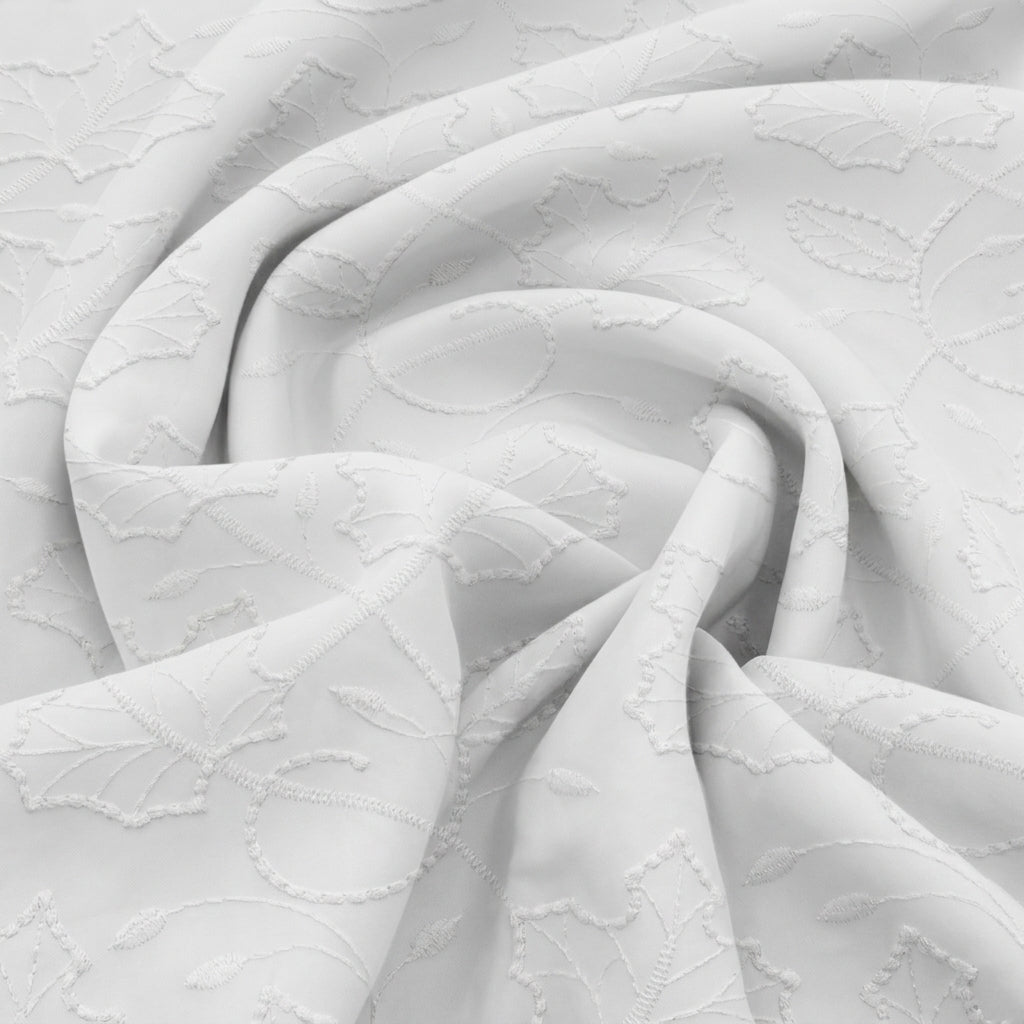 White Embroidery Cotton Fabric - EB12992