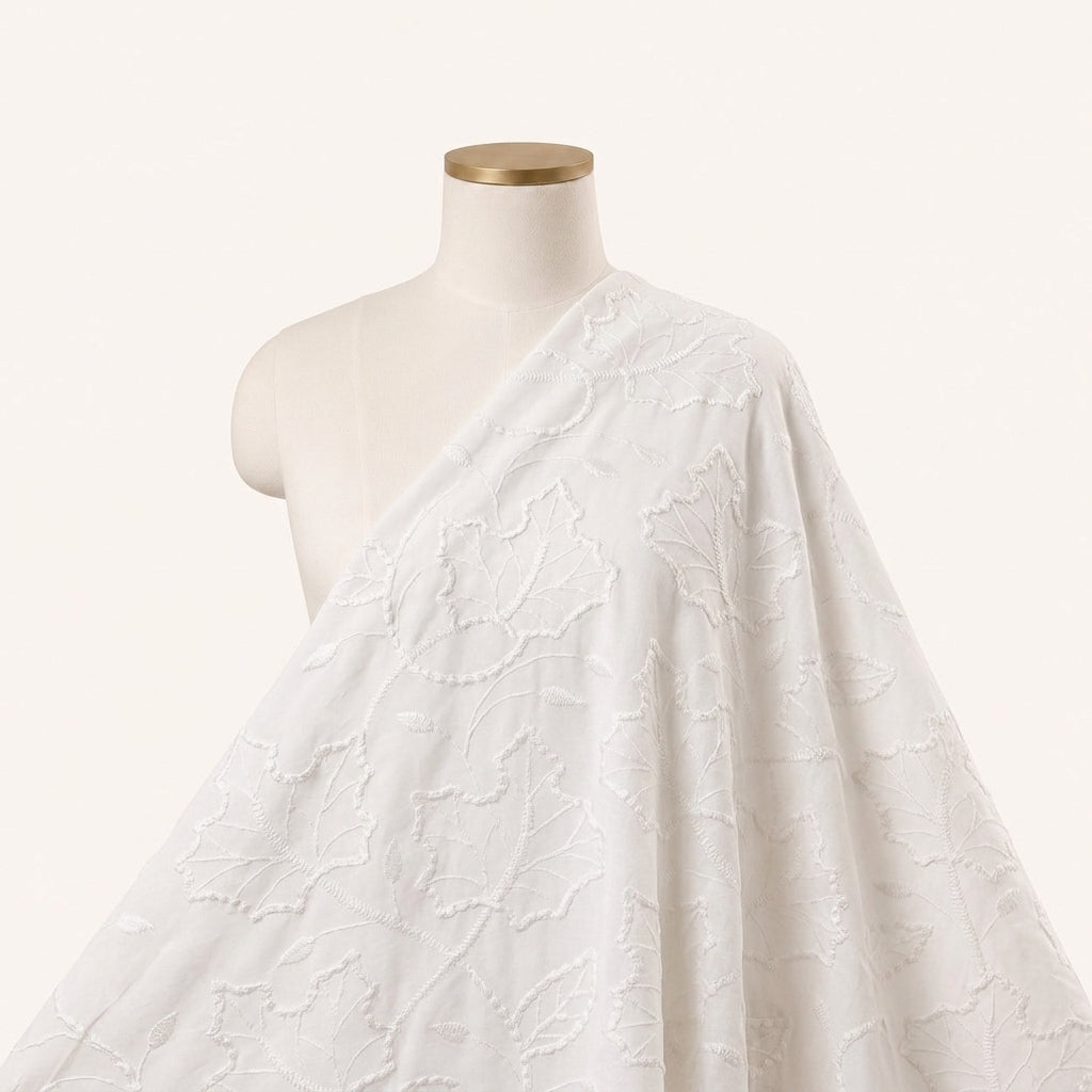 White Embroidery Cotton Fabric - EB12992