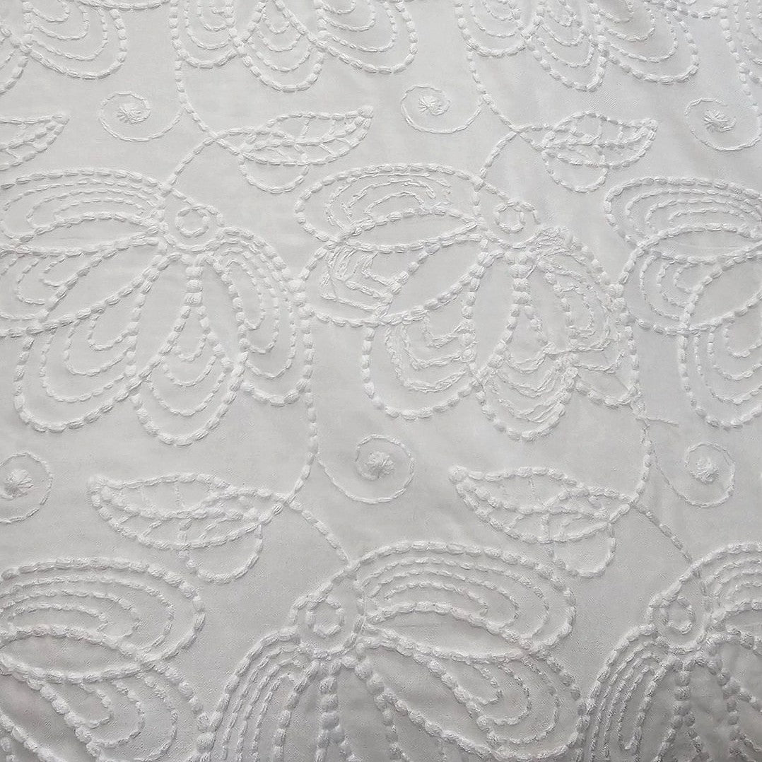 White Embroidery Cotton Fabric - EB12994