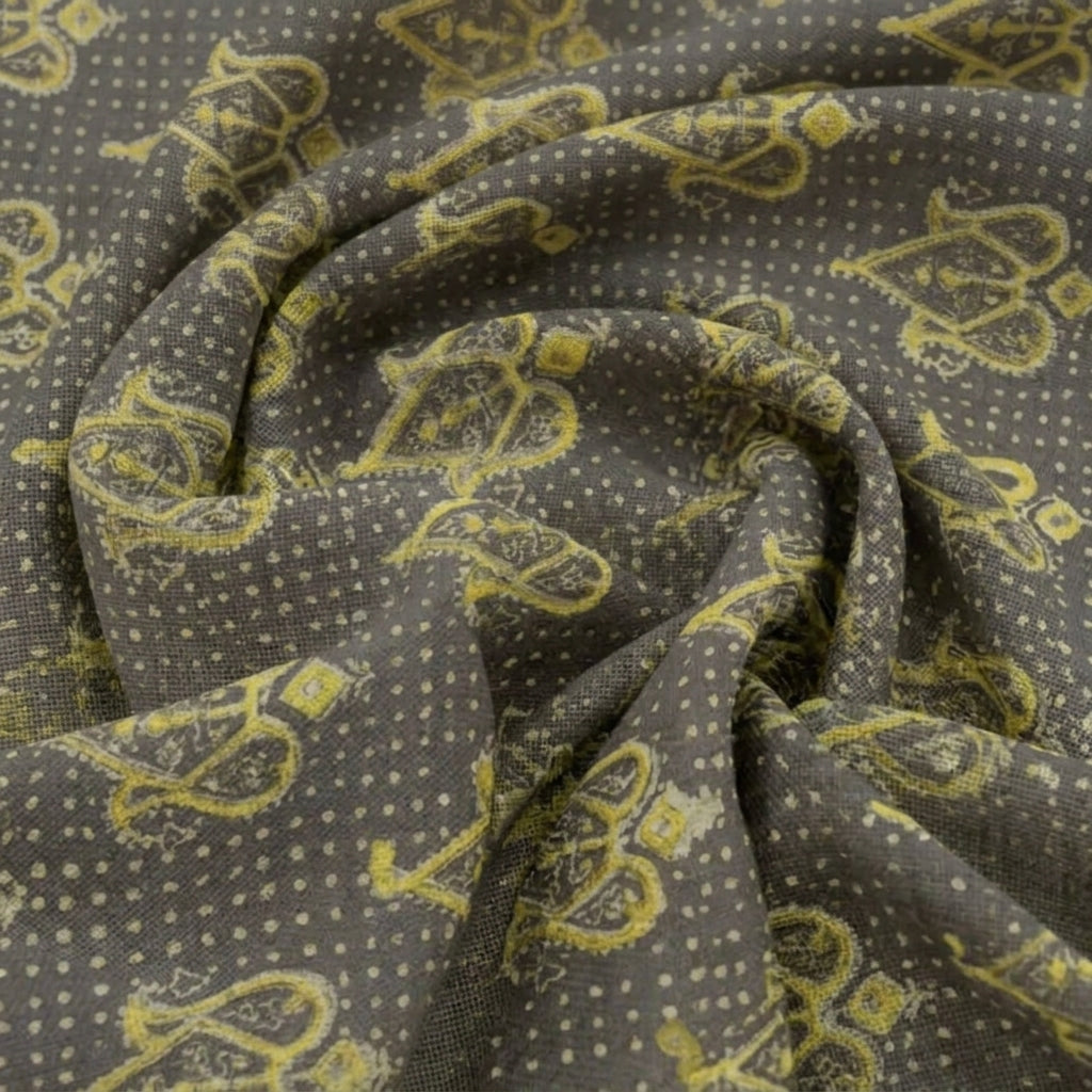 Swirled Ajrakh Brown Ajrakh Cotton Fabric
