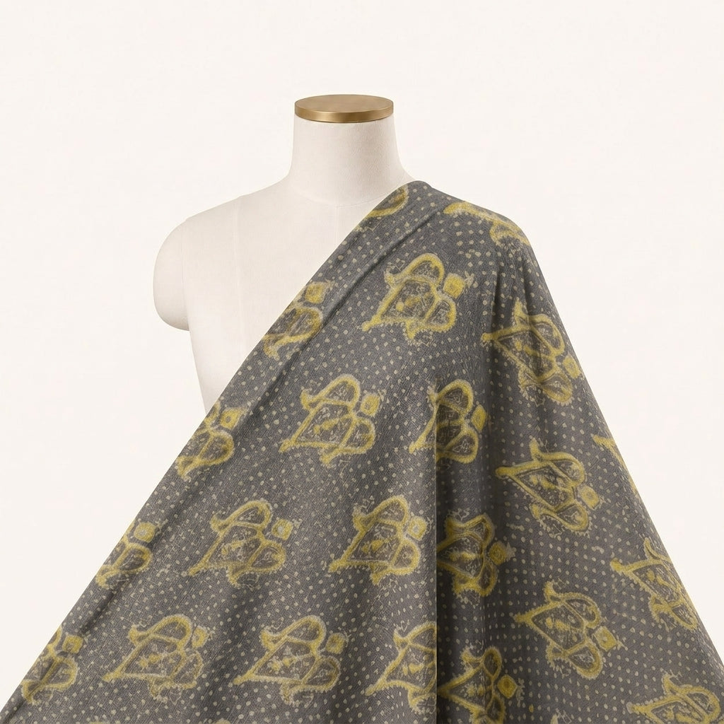 Ajrakh Brown Ajrakh Cotton Fabric Draped as a saree