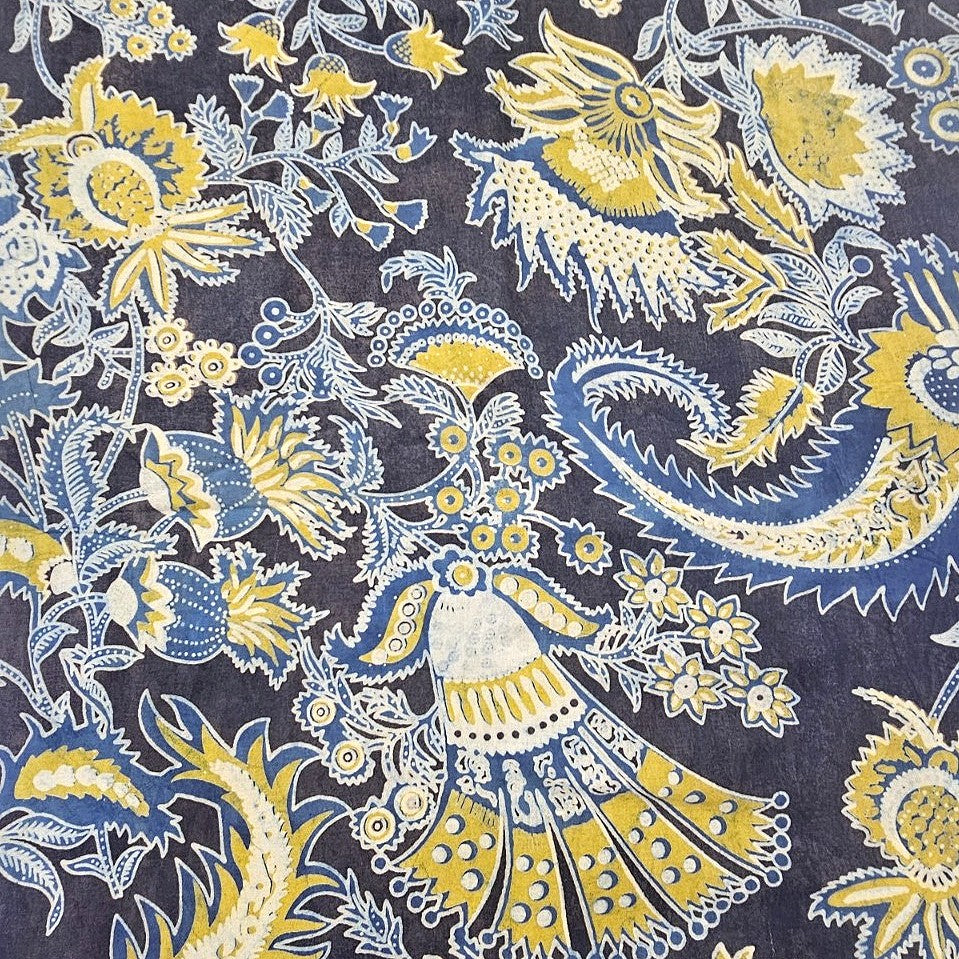 Black Ajrakh Cotton Fabric - EB13074 - EB13074 - Flat fabric