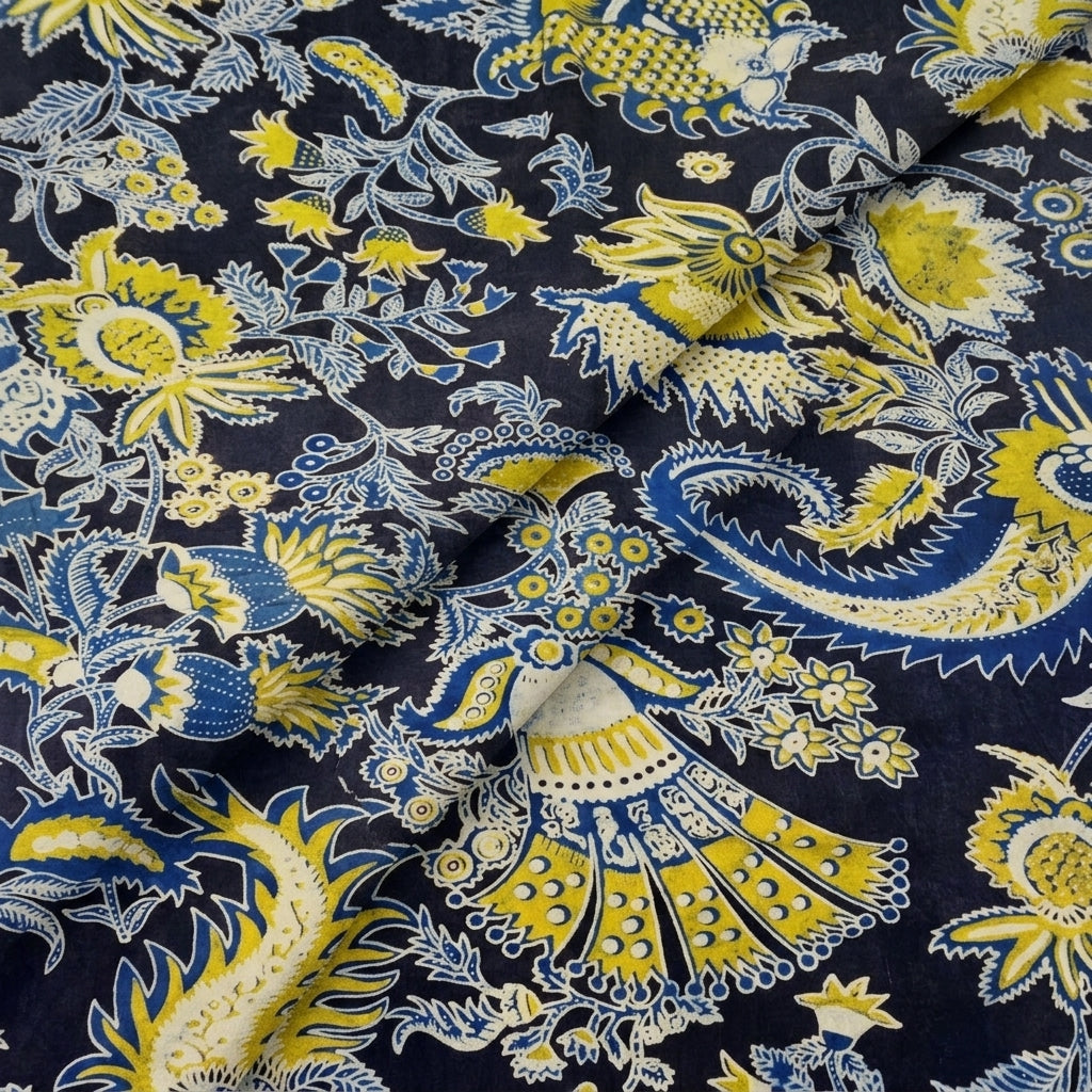 Folded Ajrakh Black Ajrakh Cotton Fabric
