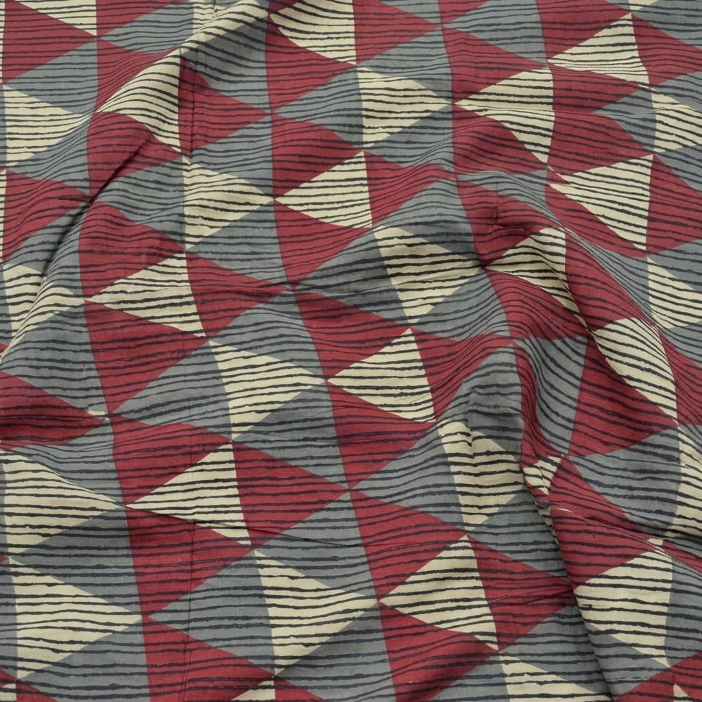 Swirled Diamond Maroon Diamond Cotton Fabric