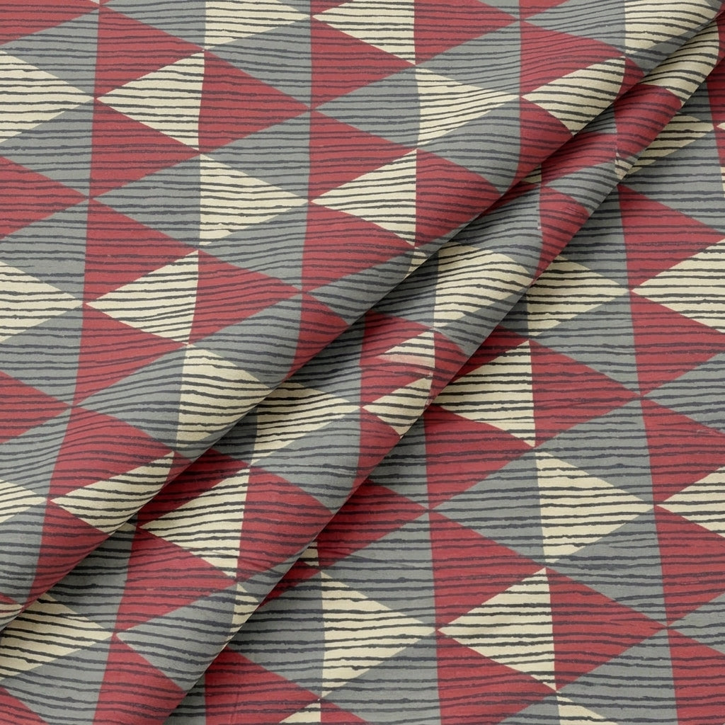 Folded Diamond Maroon Diamond Cotton Fabric