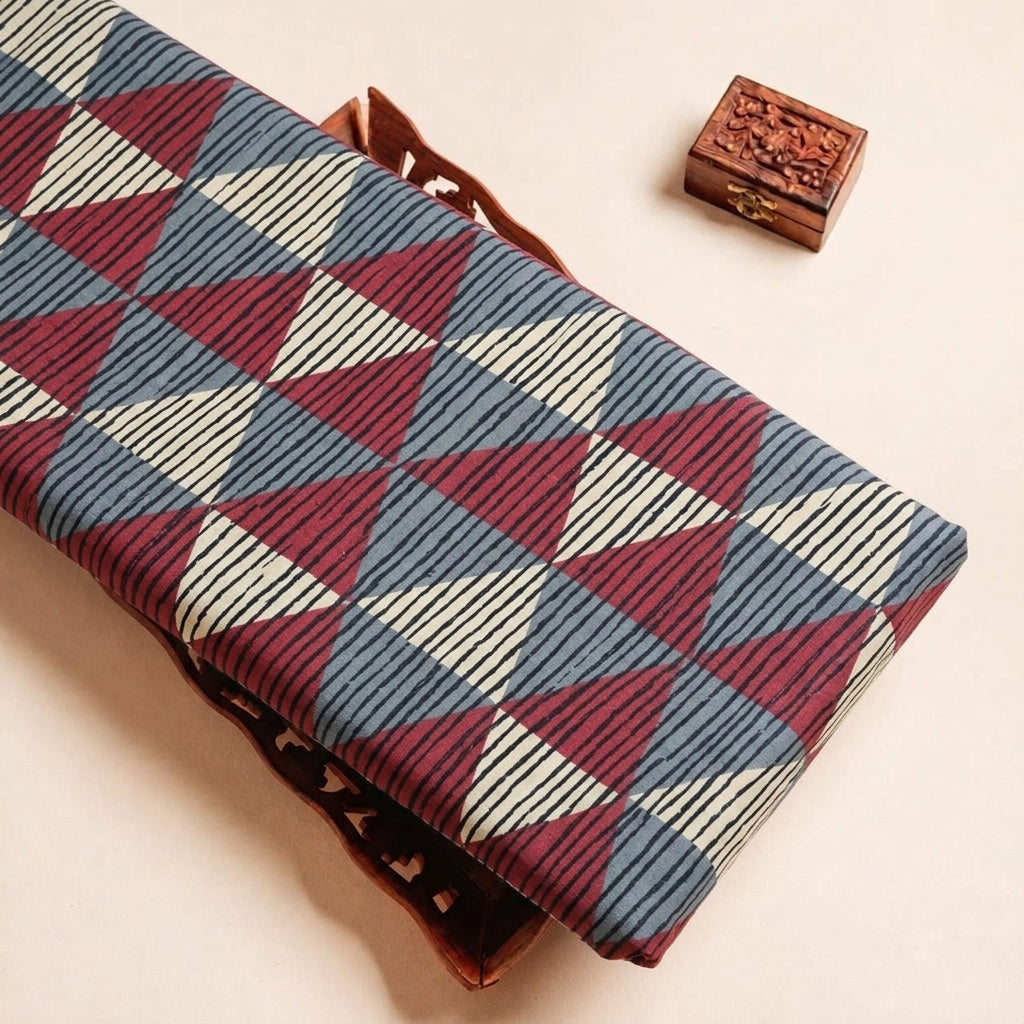 Folded Maroon Diamond Cotton Fabric Highlighting and Texture