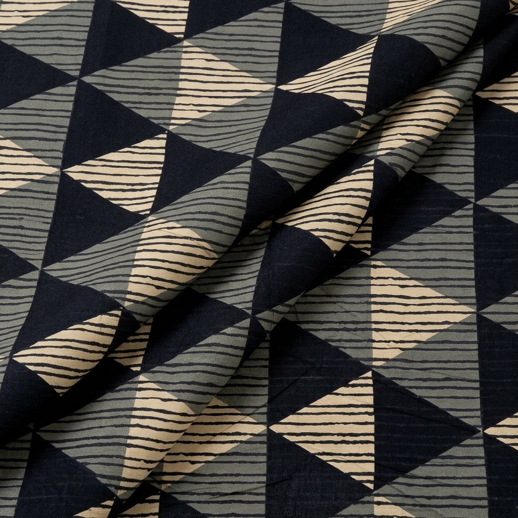 Folded Diamond Black Diamond Cotton Fabric