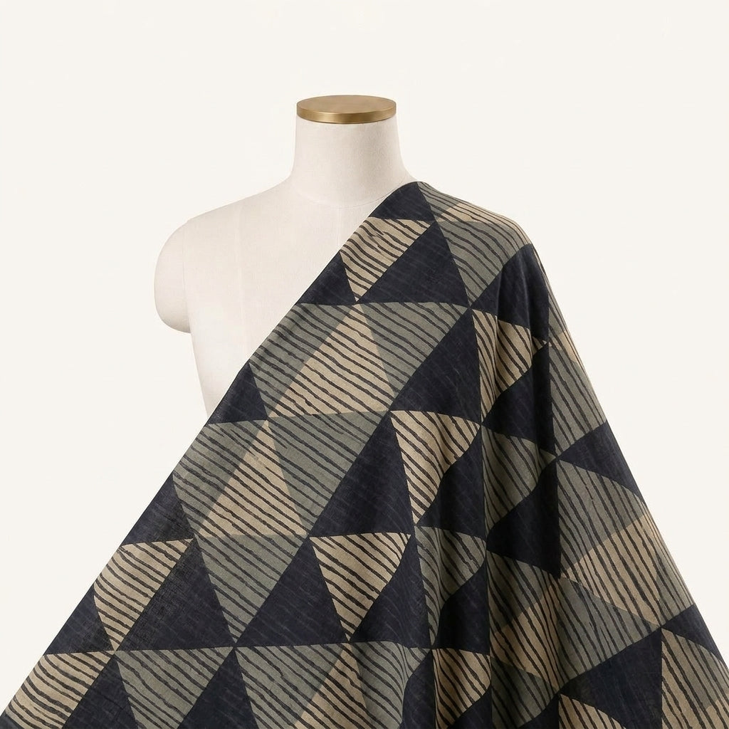 Diamond Black Diamond Cotton Fabric Draped as a saree
