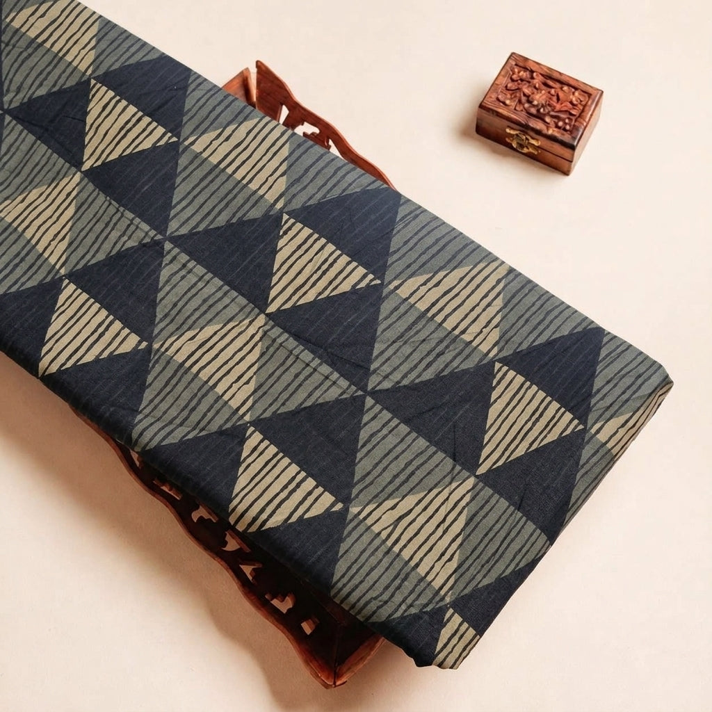 Folded Black Diamond Cotton Fabric Highlighting and Texture