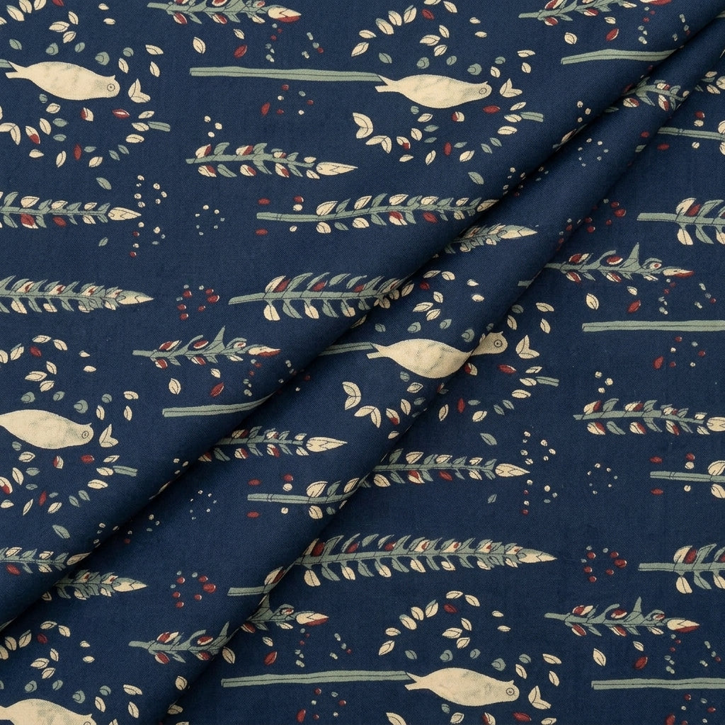 Black Leaf Cotton Fabric - EB13088 - EB13088 - folds