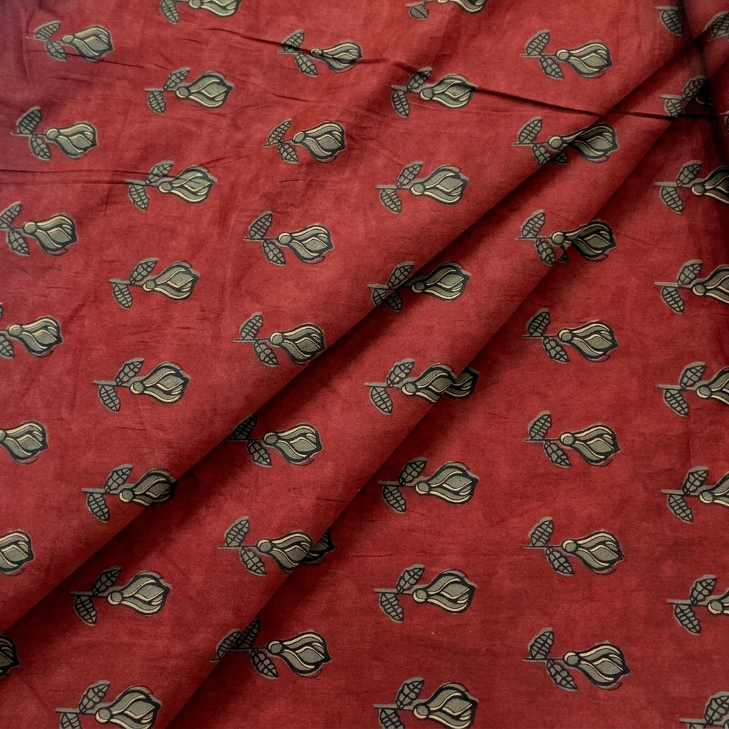 Folded Floral Red Floral Cotton Fabric