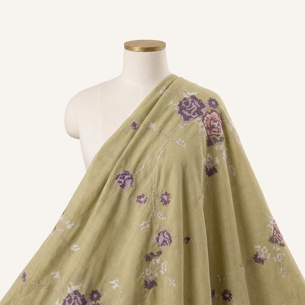 Embroidery Beige Embroidery Crepe Fabric Draped as a saree