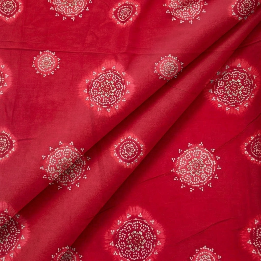 Folded Foil Print Red Foil Print Rayon Fabric