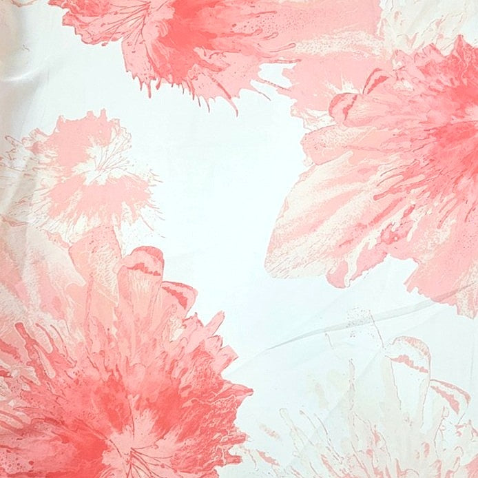 Cream Floral Satin Fabric - EB13189