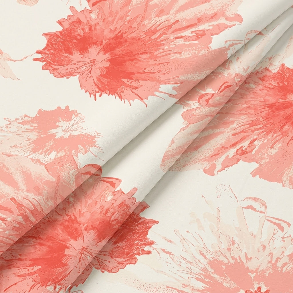 Cream Floral Satin Fabric - EB13189