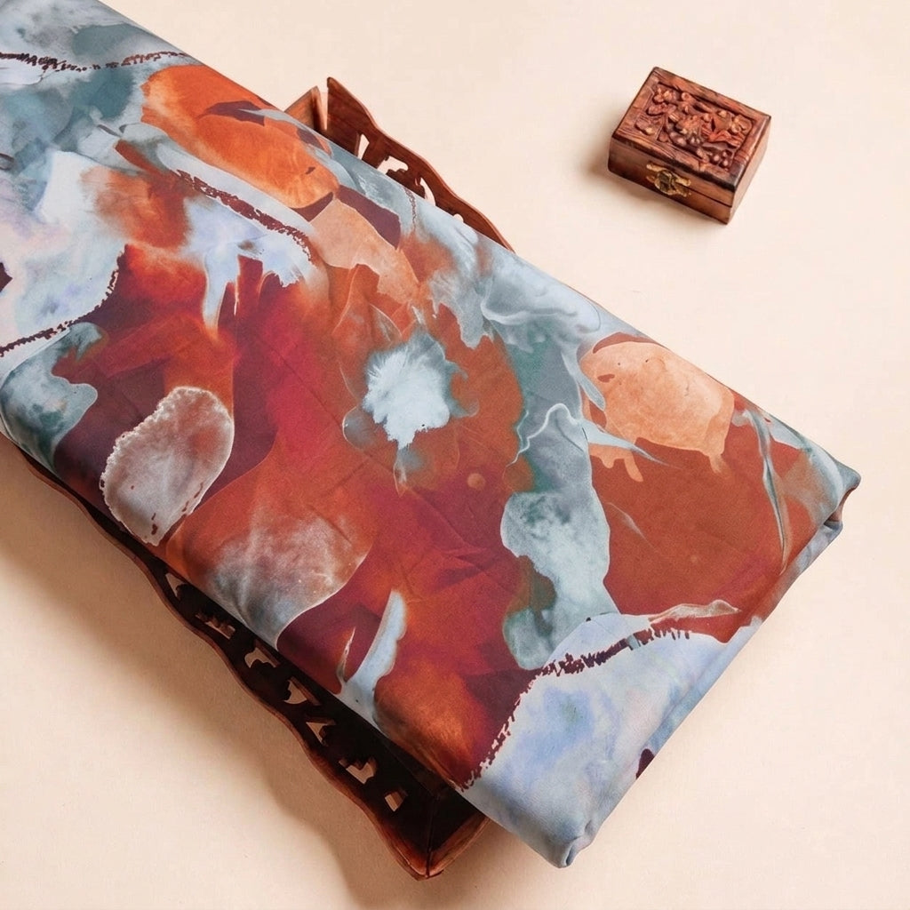 Folded Grey Abstract Satin Fabric Highlighting Texture