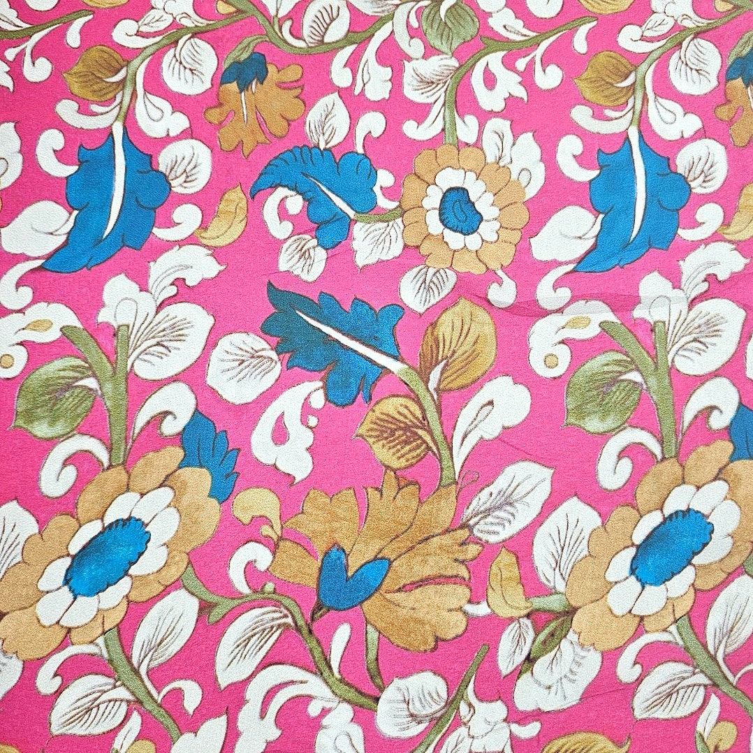 Pink Floral Satin Fabric - EB13200