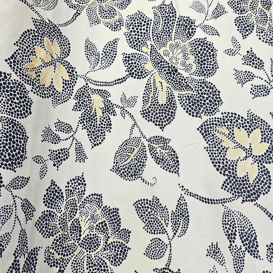 Cream Foil Print Rayon Fabric - EB13208 - EB13208 - Flat fabric