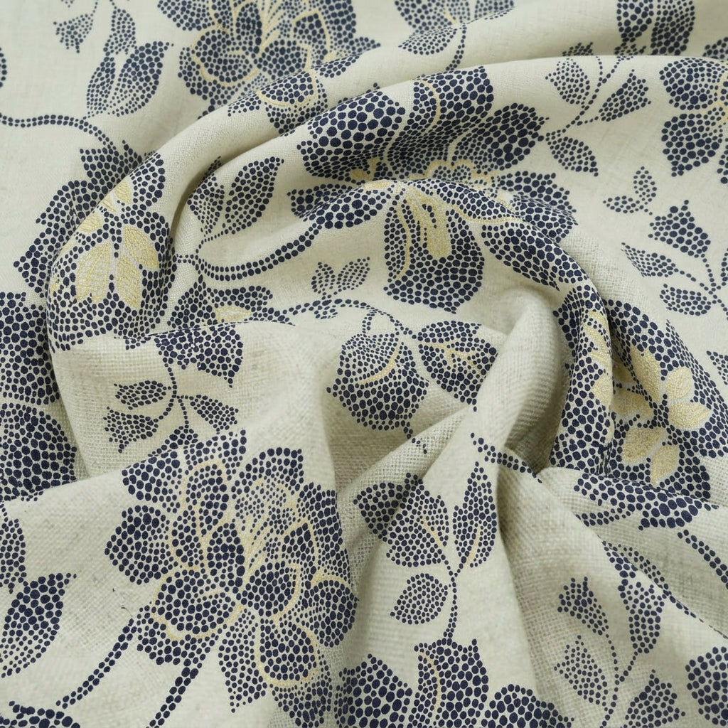 Swirled Foil Print Cream Foil Print Rayon Fabric
